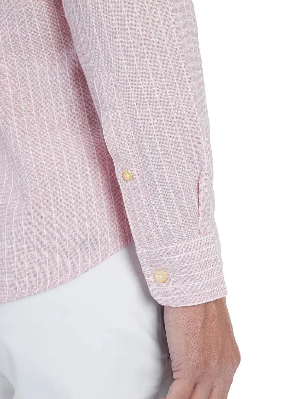 Camisa Aramis Masculina Slim Cambraia Listrada Rosa Claro