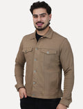 Jaqueta K&J Black Masculina Malha Ponto Roma Trucker Marrom Claro