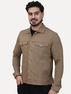 Jaqueta K&J Black Masculina Malha Ponto Roma Trucker Marrom Claro