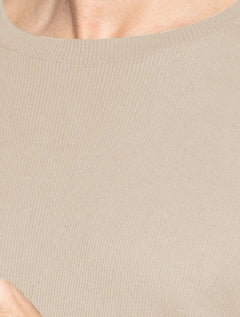 Camiseta Calvin Klein Jeans Masculina Manga Longa Ribana Gola Cáqui Claro