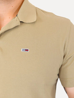 Polo Tommy Hilfiger Masculina Piquet Regular Placket Marrom Claro