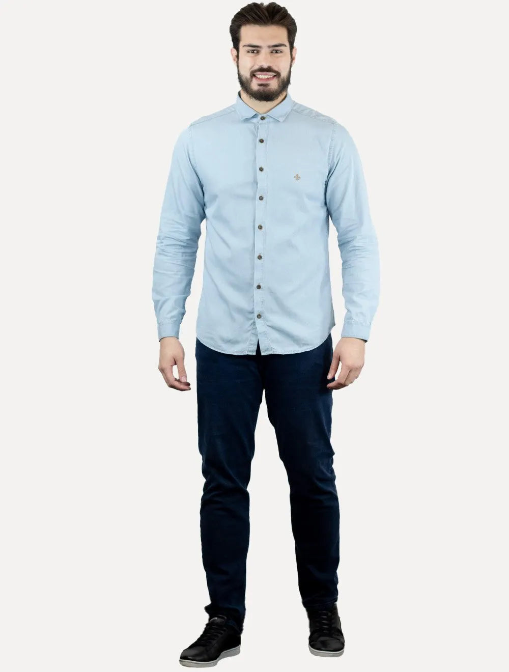 Camisa Dudalina Masculina Milano Essentials Lisa Azul Jeans Claro