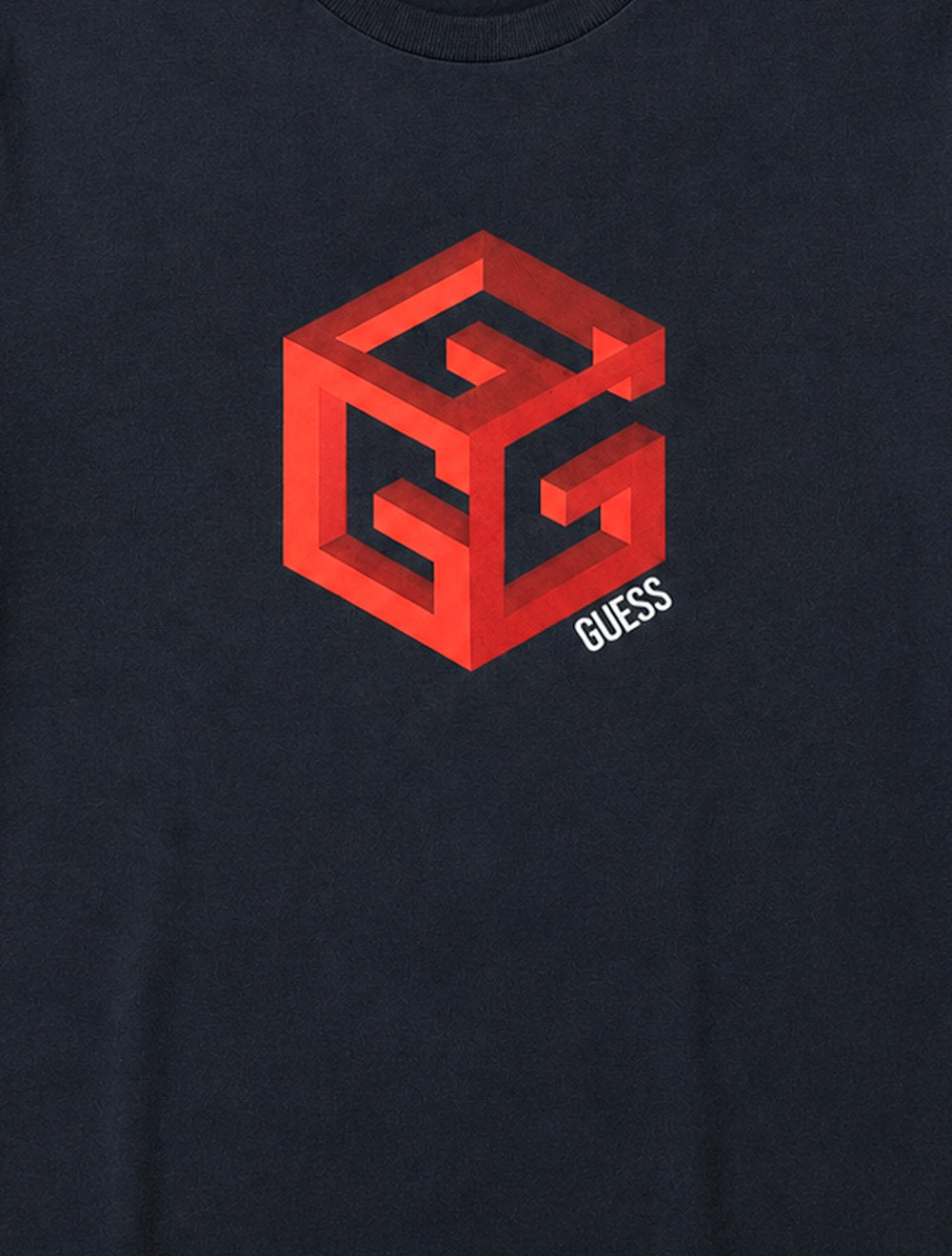 Camiseta Guess Feminina Cube 3D Logo Azul Marinho