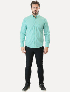 Camisa Ralph Lauren Masculina Slim Fit Stretch Poplin Verde Turquesa