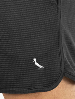 Bermuda Reserva Masculina Moletom Malha Textura Waffle Preta