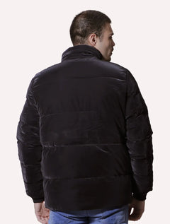 Jaqueta Victory Eagle Masculina Suede Puffer Preta