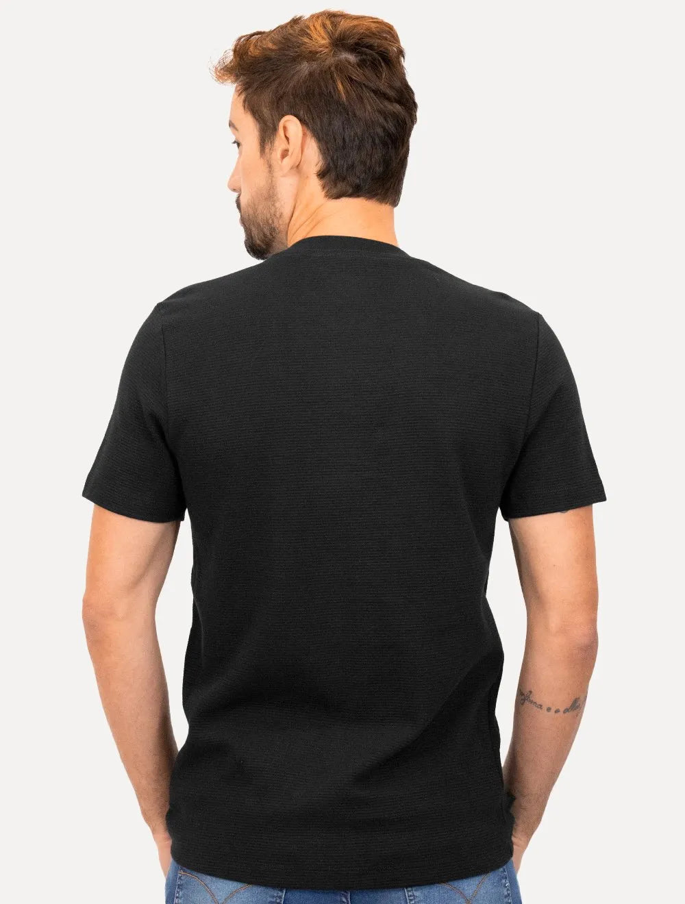 Camiseta Aramis Masculina Regular Suedine Canelado Preta