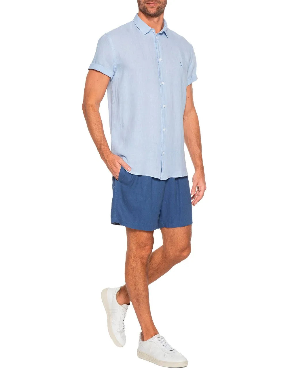 Camisa Reserva Masculina Manga Curta Nova Paraty Azul Médio