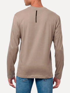 Blusa Calvin Klein Jeans Masculina Manga Longa New Logo Re Issue Cáqui Médio