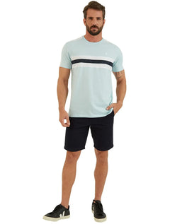 Camiseta Nautica Masculina Grosgrain Chest Sash Azul Claro