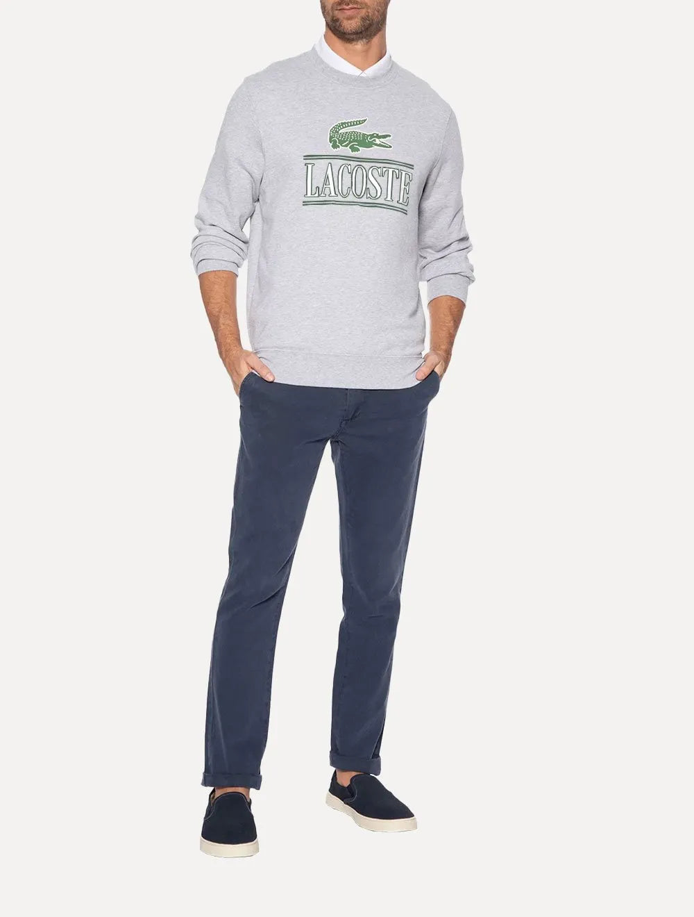 Moletom Lacoste Masculino Cotton Plush Branded Jogger Cinza Mescla
