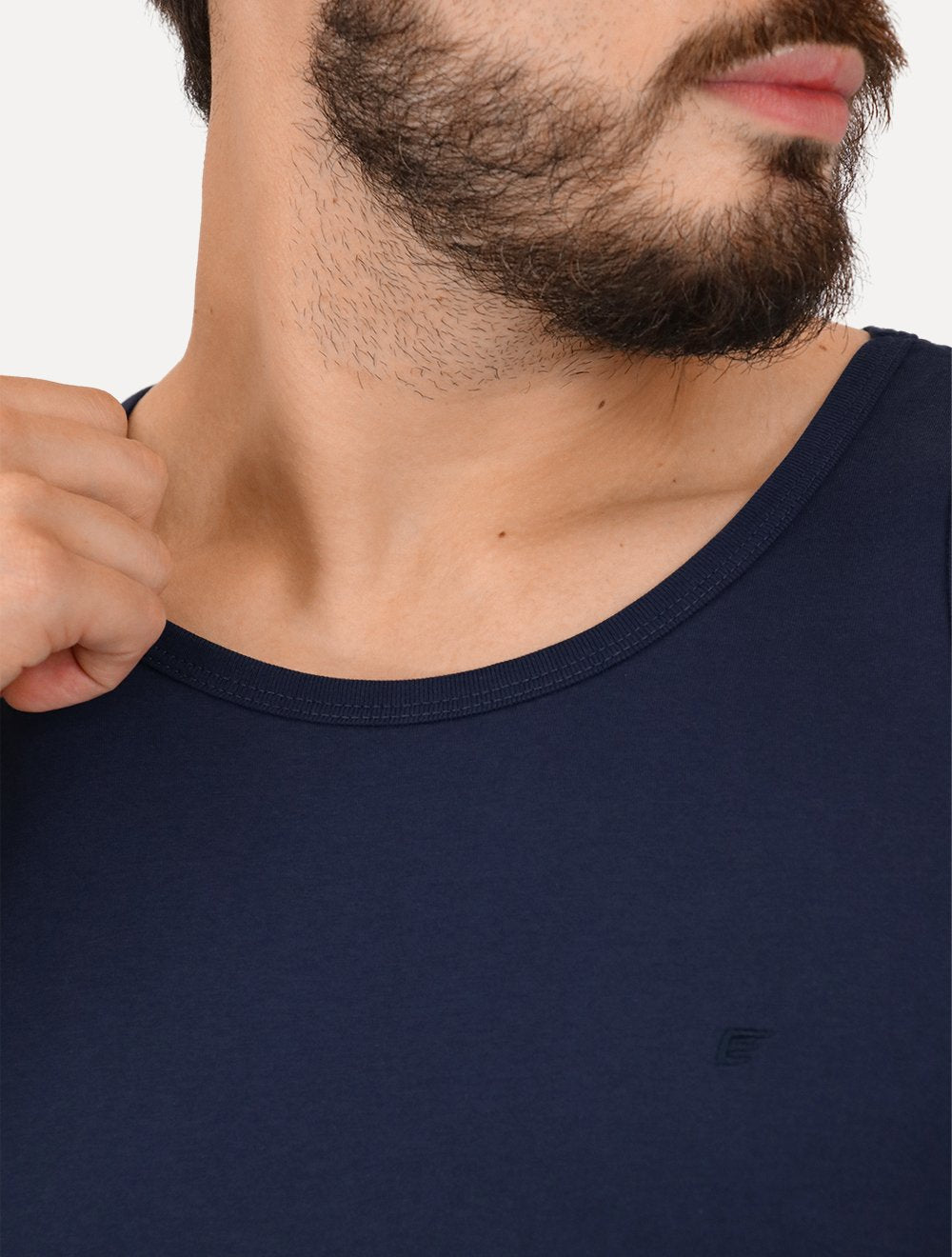Regata Ellus Masculina Cotton Fine Classic Logo Azul Marinho
