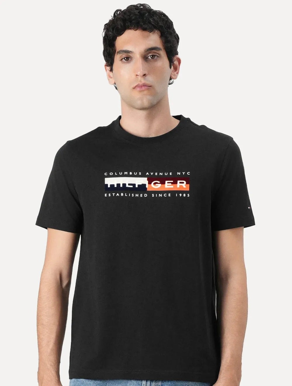 Camiseta Tommy Hilfiger Masculina Colour Block Graphic Preta
