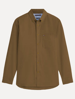 Camisa Tommy Jeans Masculina Regular Flannel Pocket Marrom Escuro