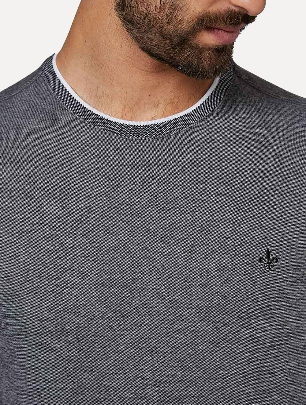 Camiseta Dudalina Masculina Regular Binada Friso Cinza Médio