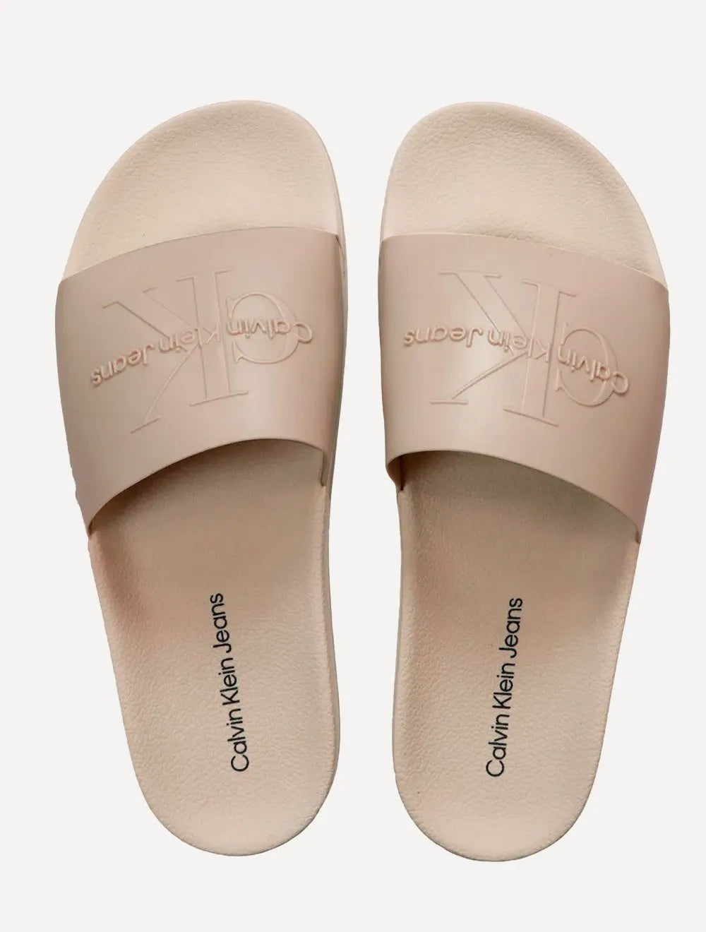 Chinelo Calvin Klein Jeans Slide Logo Issue Cáqui Médio