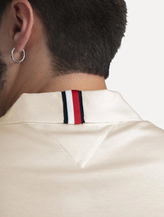 Polo Tommy Hilfiger Masculina Malha Liquid Cotton Essential Off-White