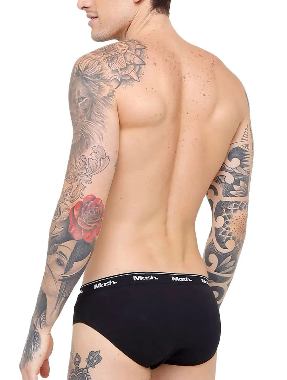 Cueca Mash Slip Cotton Basic Preta Pack 3UN