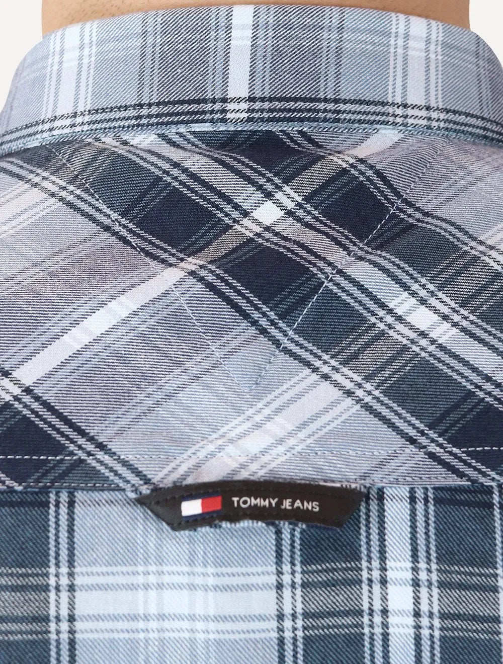 Camisa Tommy Jeans Masculina Regular Poplin Xadrez Check Azul