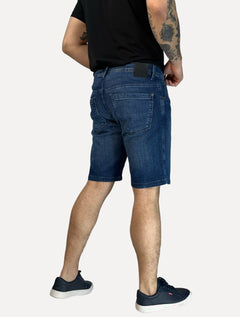 Bermuda Dudalina Masculina Moletom Slim Denim Jeans Escuro