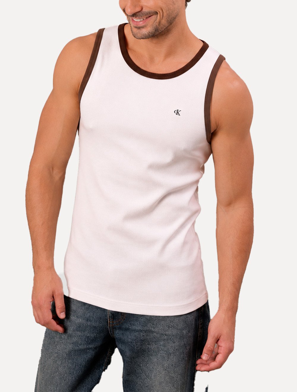 Regata Calvin Klein Jeans Masculina Ribana Friso Off-White