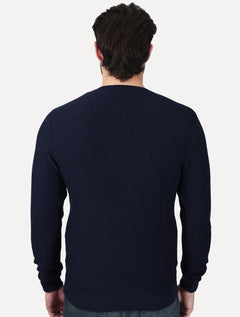 Suéter Dixen Masculino Tricot Basico Gola Careca Azul Marinho