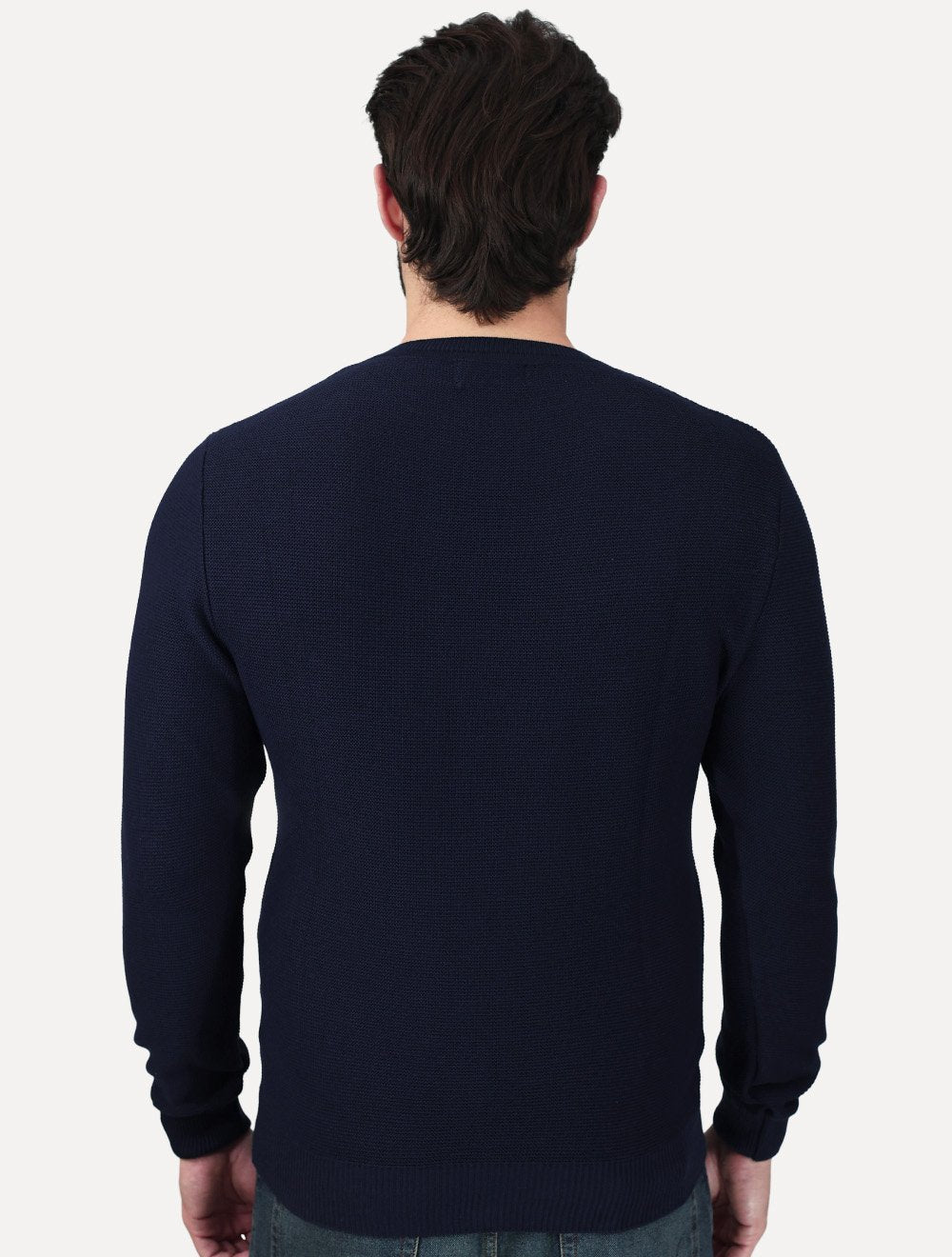 Suéter Dixen Masculino Tricot Basico Gola Careca Azul Marinho