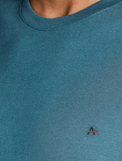 Camiseta Aramis Masculina Basic Lisa Dark Logo Azul Petróleo