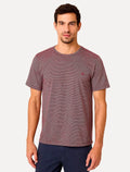 Camiseta Dudalina Masculina Crewneck Listrada Vermelho