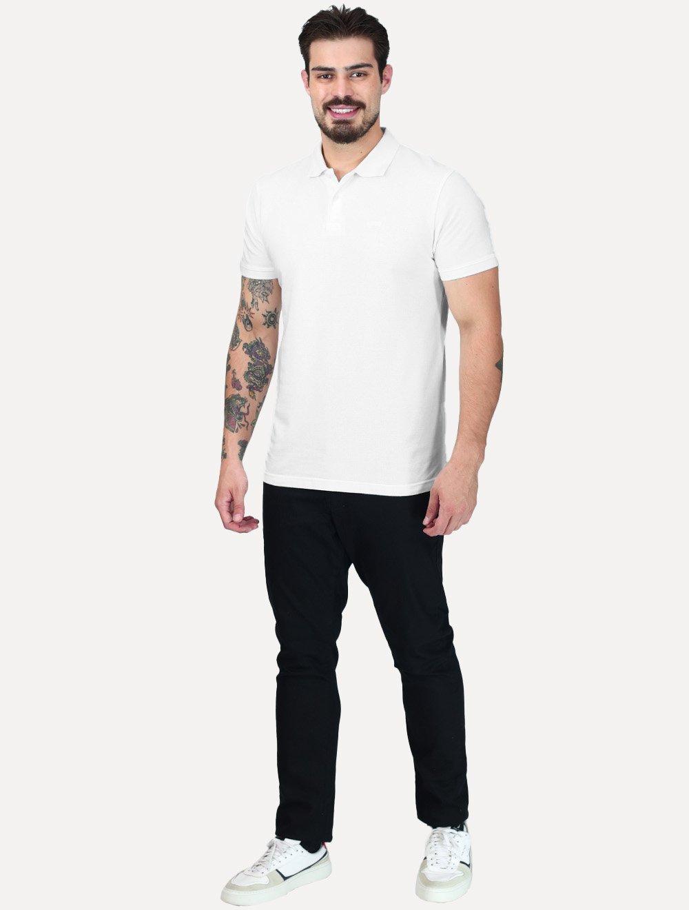 Polo Levis Housemark Standard Mono Logo Branca