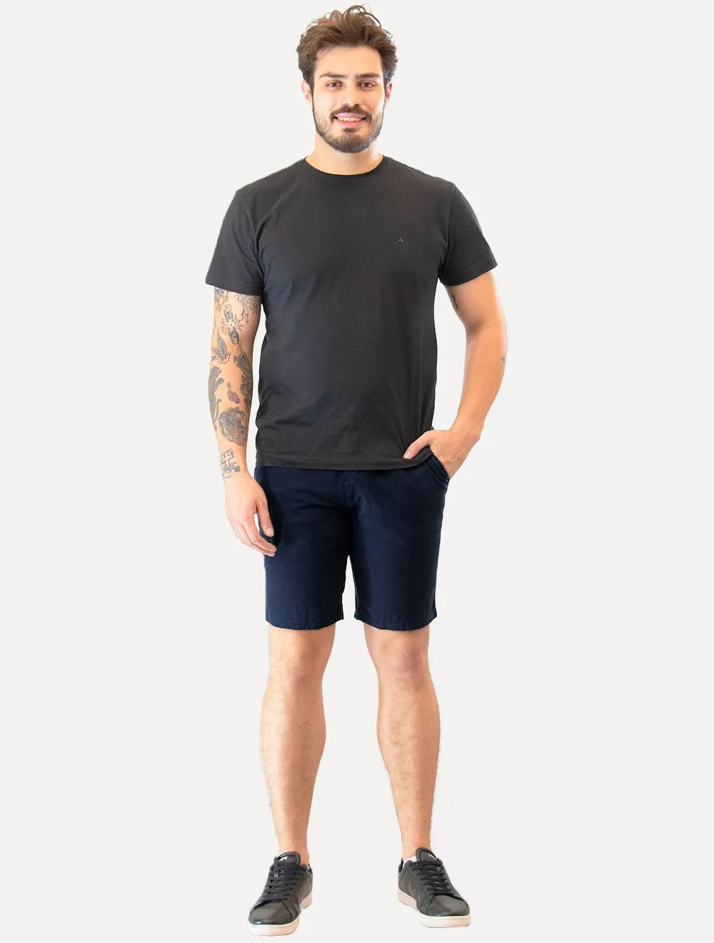 Bermuda Original Penguin Masculina Chino Stretch Linho Azul Marinho