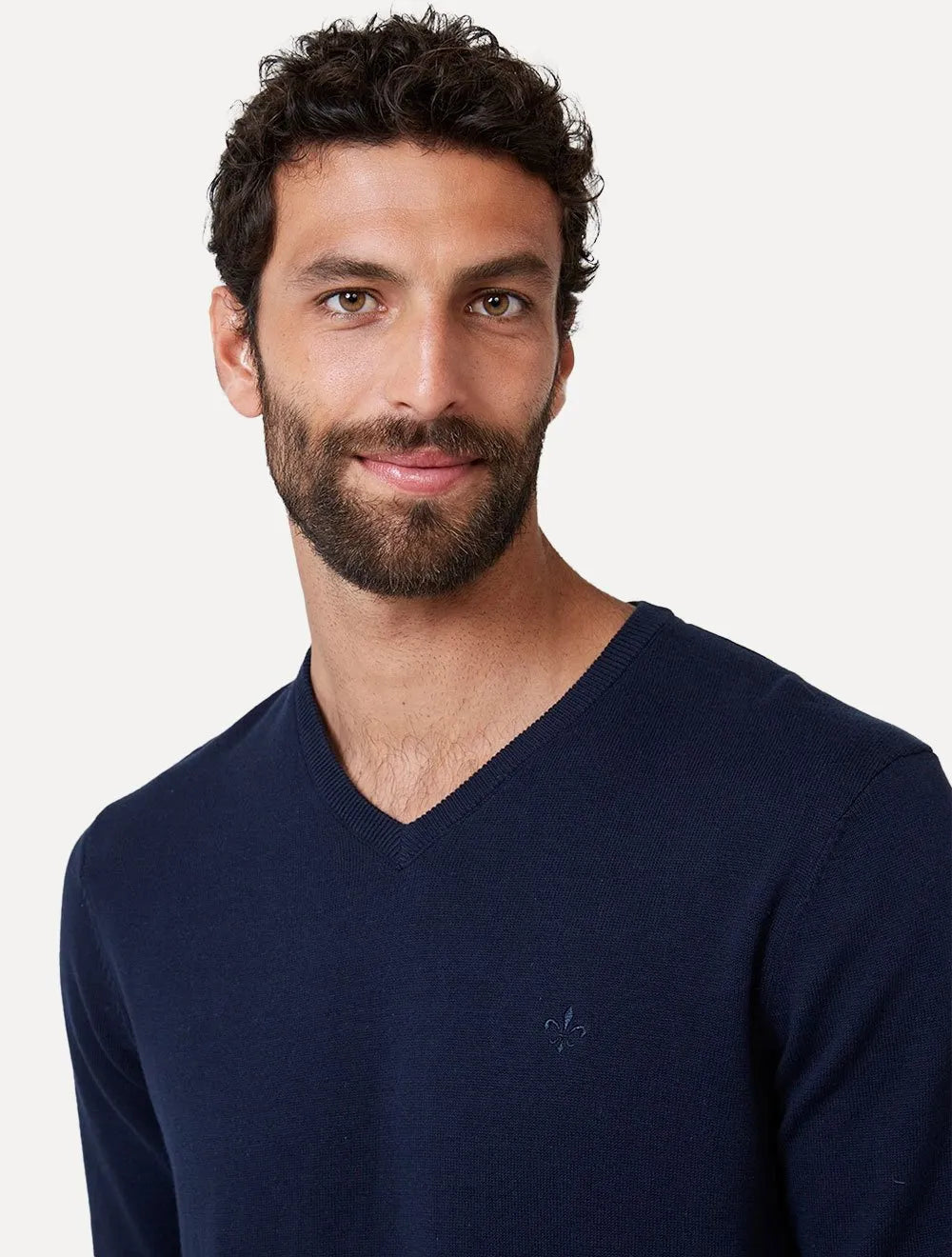 Tricot Dudalina Masculino Decote V Básico Azul Marinho
