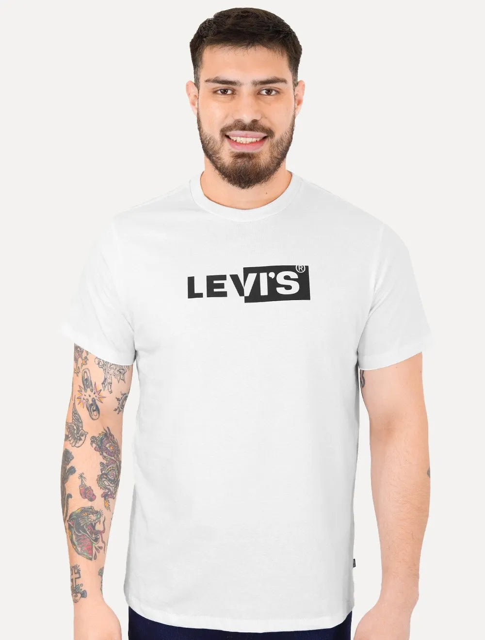 Camiseta Levis Masculina Original Inverse Logo Branca