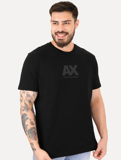 Camiseta Armani Exchange Masculina Regular AX Frontal Dark Grey Logo Preta
