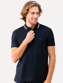 Polo Tommy Hilfiger Masculina Regular Fit Collar Azul Marinho