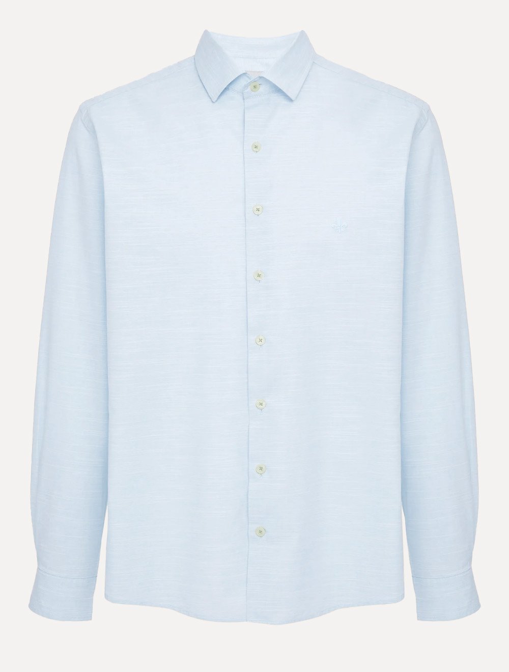 Camisa Dudalina Masculina Slim Slub Cotton Flame Lisa Azul Claro