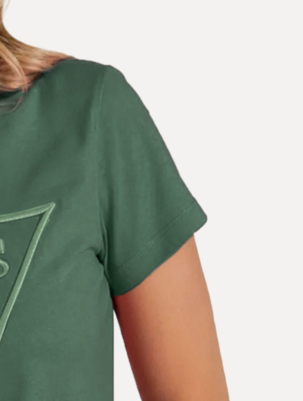 Camiseta Guess Feminina Bust Embroidery Logo Verde Escuro