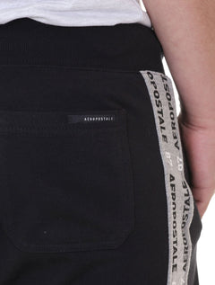 Bermuda Aeropostale Masculina Moletom Side Sash 87 Preta