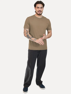 Camiseta Aramis Masculina Grey Friso Gola Mono Logo Marrom