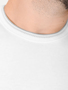 Camiseta Aramis Masculina Grey Friso Gola Branca