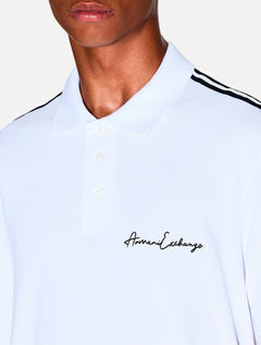 Polo Armani Exchange Masculina Regular Fit Logo Signature Branca