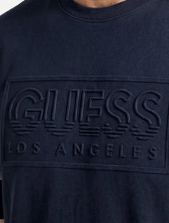 Camiseta Guess Masculina Los Angeles Embossed Logo Azul Marinho
