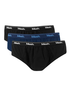 Cueca Mash Slip Cotton Basic Marinho/Preta Pack 3UN