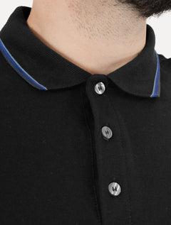 Polo Ellus Masculina Piquet Classic Easa Friso Blue Preta