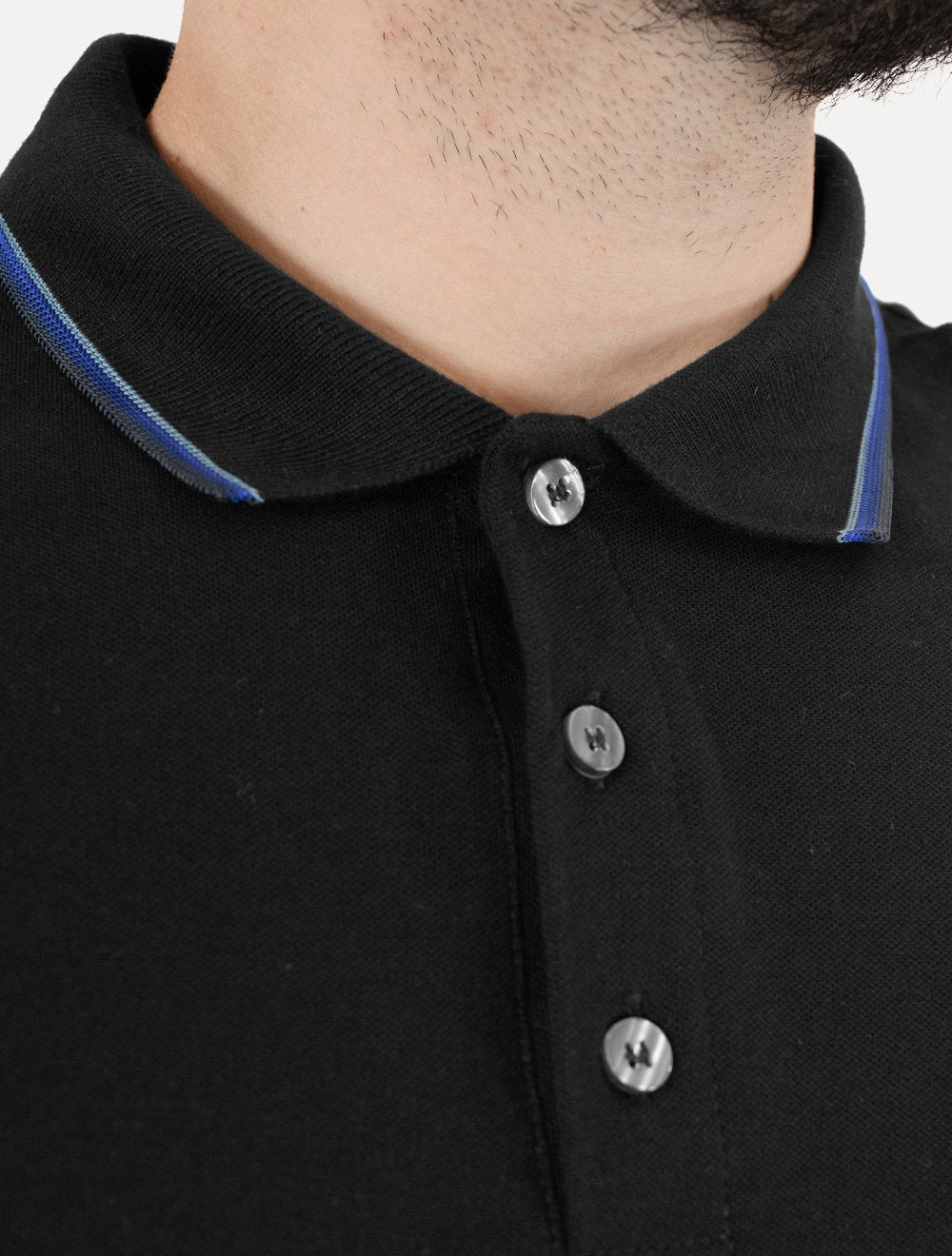 Polo Ellus Masculina Piquet Classic Easa Friso Blue Preta