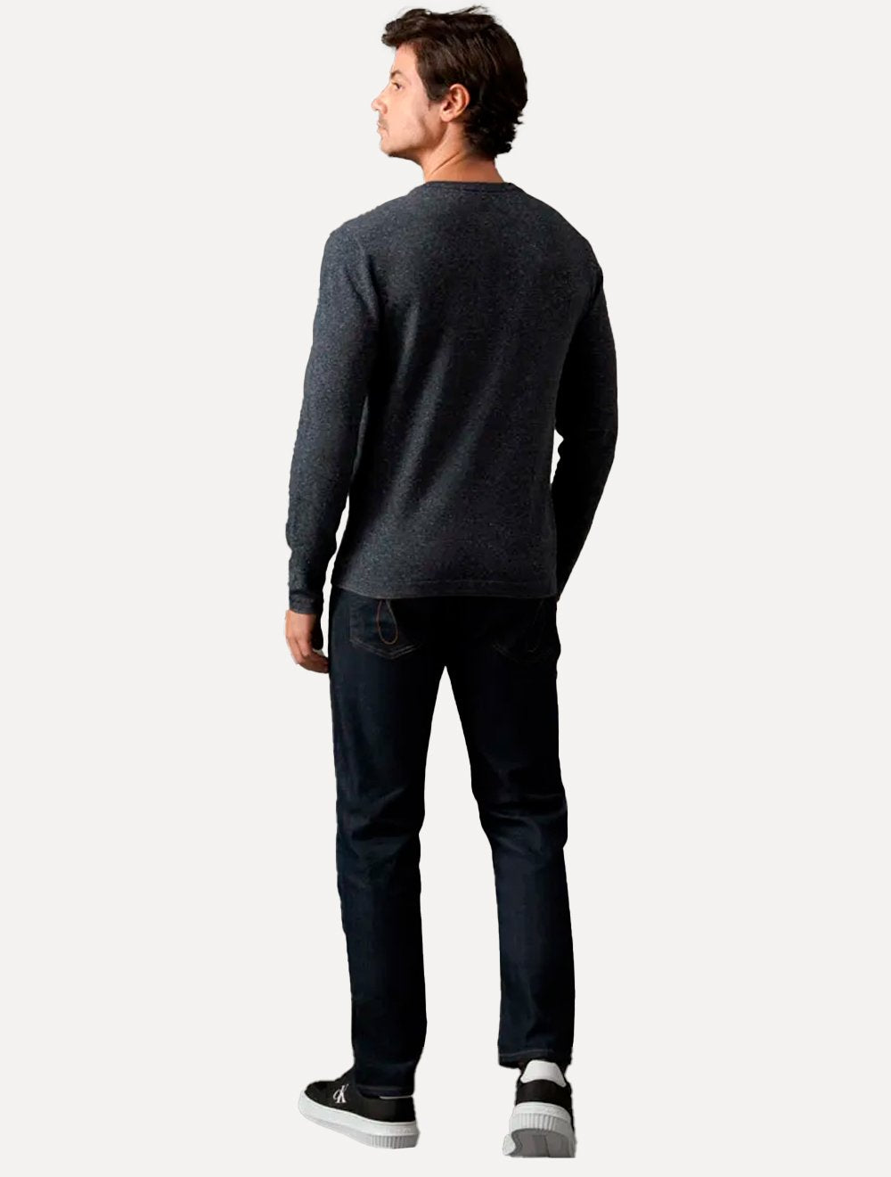 Suéter Calvin Klein Jeans Masculino Tricot Gola Careca com Logo Preto