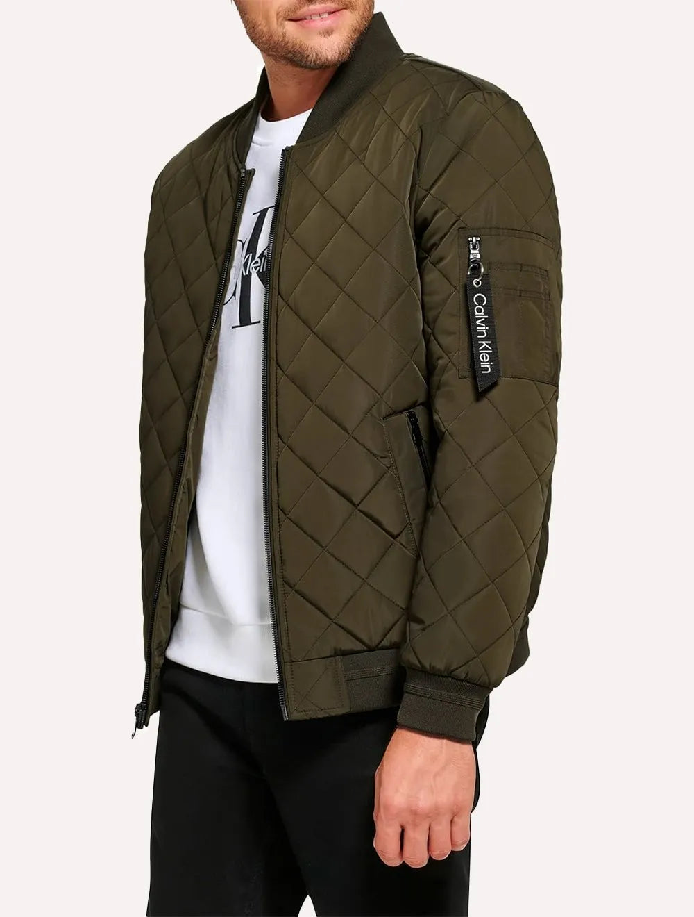 Jaqueta Calvin Klein Jeans Bomber CK Zip Verde Oliva