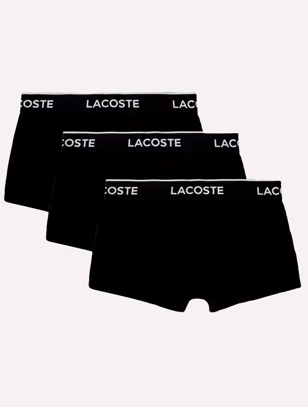Cueca Lacoste Trunk Boxer Lettered Waist Preta Pack 3UN
