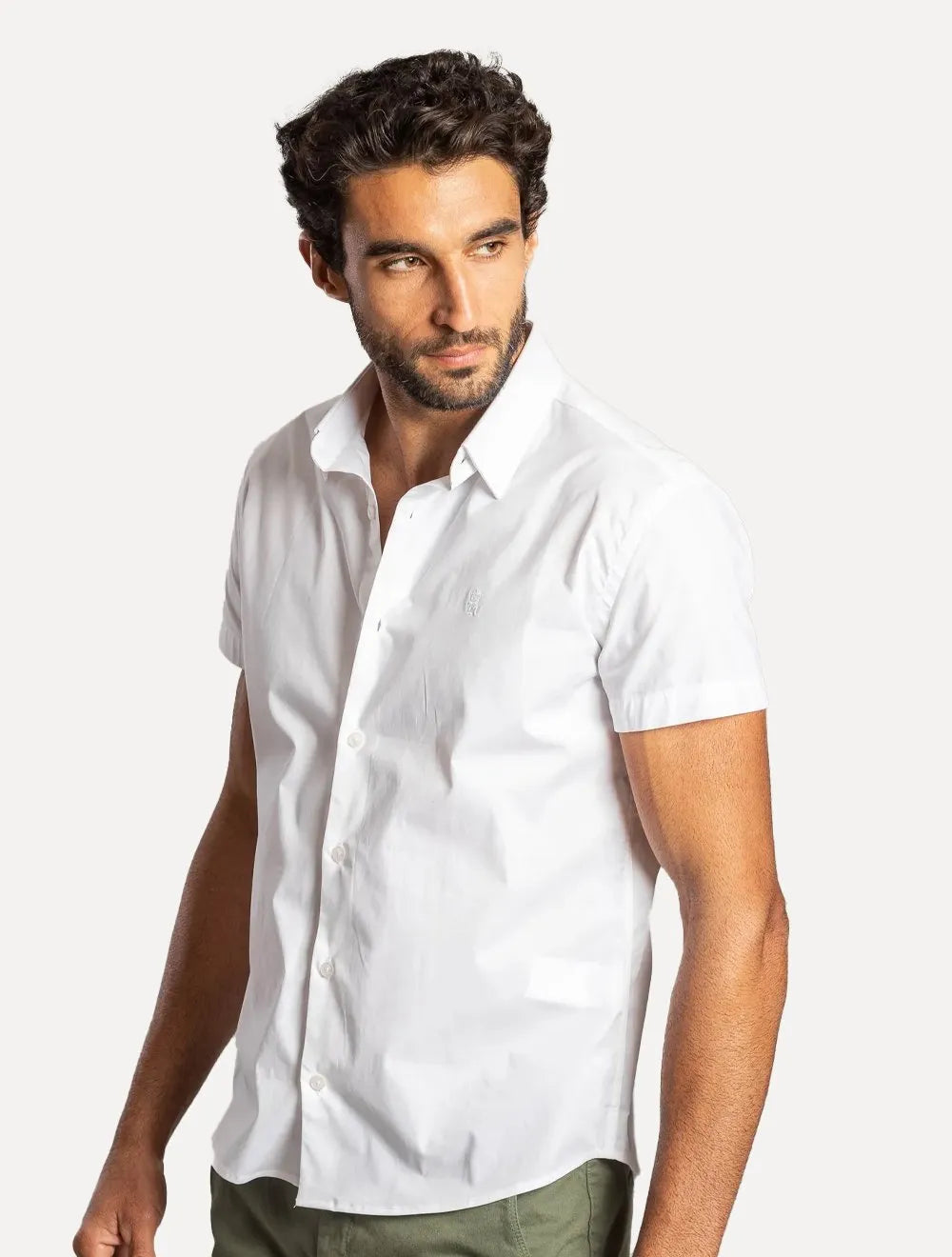 Camisa Sergio K Masculina Manga Curta Elastano Branca