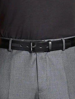 Cinto Aramis Masculino Basico Couro Pinstripe Preto